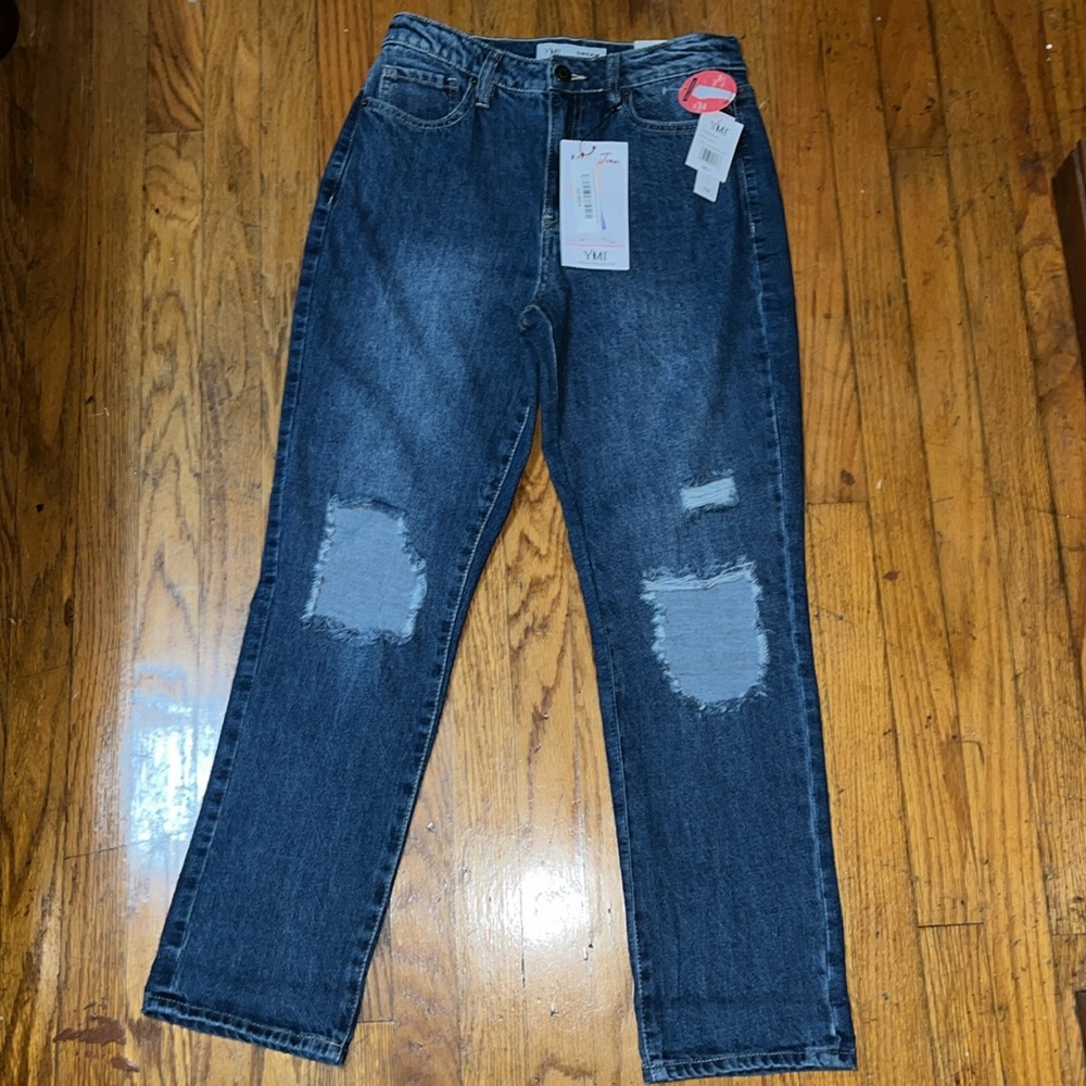 NWT YMI high rise hybrid distressed denim mom jeans dream collection Size 9 - Picture 2 of 10